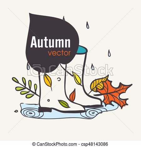 450x470 Rubber Boots Standing In A Puddle, Eps 10 Vector Illustration.