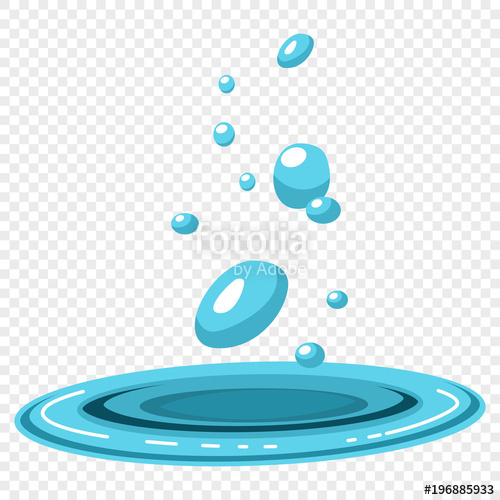 500x500 Water Drops Falling In A Blue Puddle. Vector Illustration On A