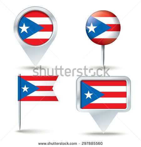 450x470 Map Pins With Flag Of Puerto Rico