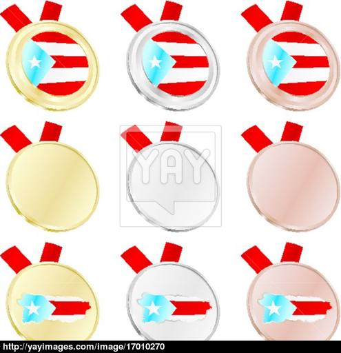 495x512 Puerto Rico Vector Flag In Medal Shapes Vector