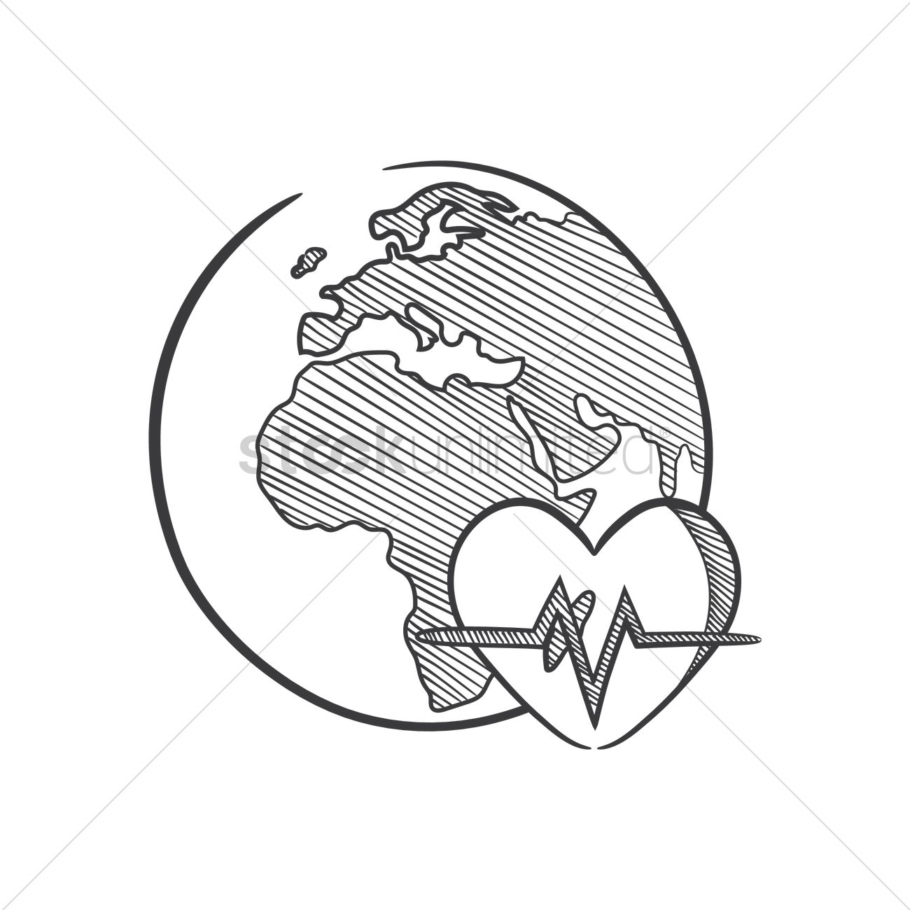 1300x1300 Globe And Heart Pulse Vector Image
