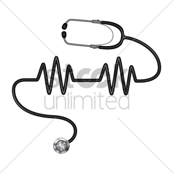 600x600 Stethoscope With Pulse Vector Image