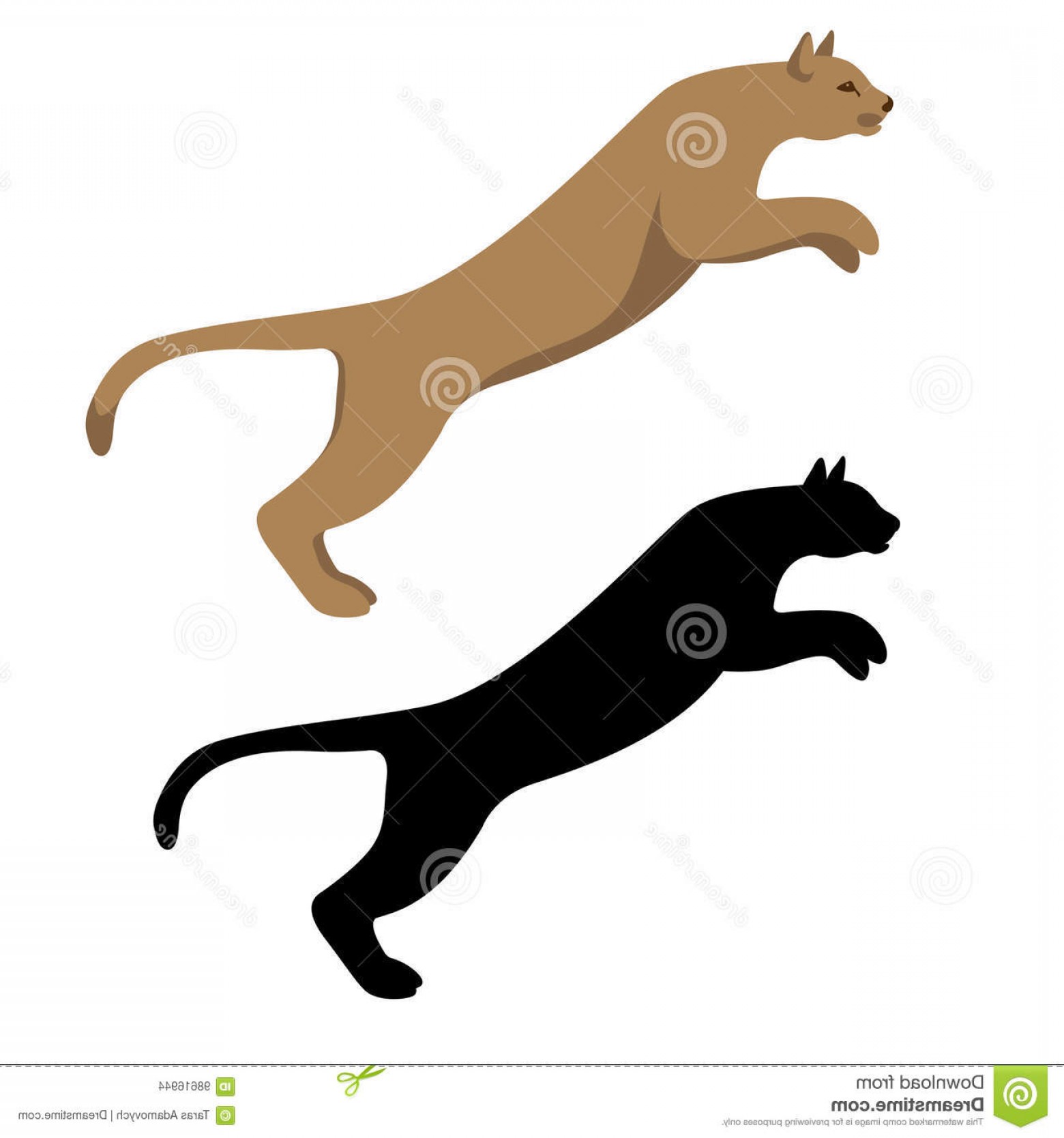 1560x1668 Stock Illustration Puma Vector Illustration Style Flat Set