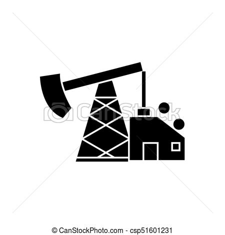 450x470 Oil Pump Jack Icon, Vector Illustration, Black Sign On Isolated