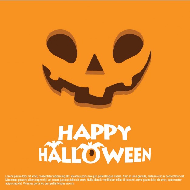 626x626 Orange Background With Pumpkin Face Vector Free Download
