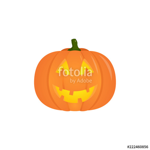 500x500 Vector Halloween Pumpkin With Candle Inside, Isolated On White