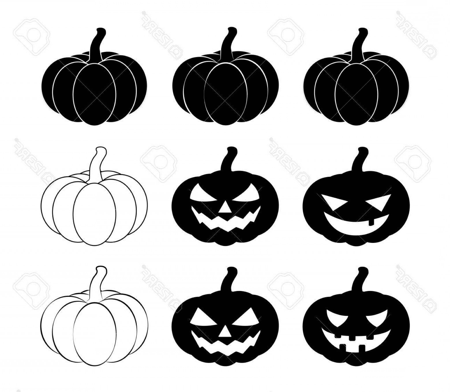 1560x1359 Photostock Vector Halloween Pumpkin Silhouette Set Vector