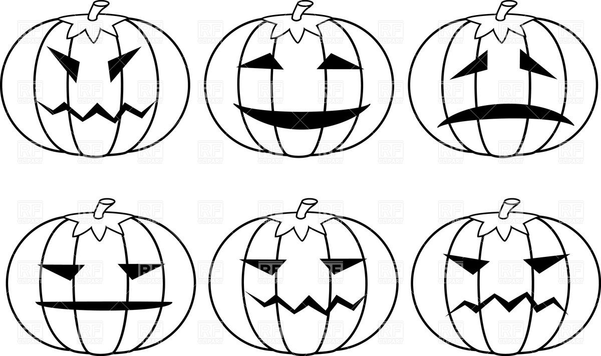 1200x711 Outlines Of Halloween Pumpkins Vector Image Vector Artwork Of