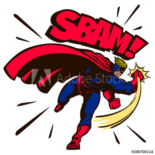 500x500 Pop Art Comic Book Style Superhero Fighting And Throwing Punch