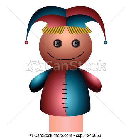 450x470 Isolated Clown Puppet On A White Background, Vector Illustration.