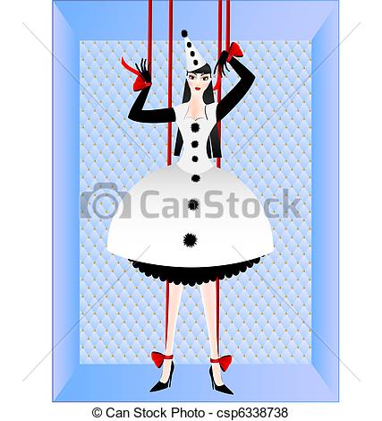 427x470 N A Blue Gift Box Is Hand Puppets In The Image Of Pierrette.