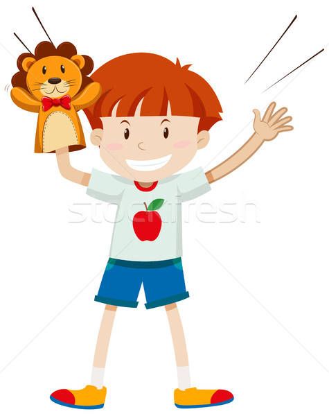 475x600 Boy Playing With Lion Puppet Vector Illustration Daniel Cole
