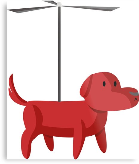 465x550 Dog Copter Vector Art Metal Prints By Little Cub Designs