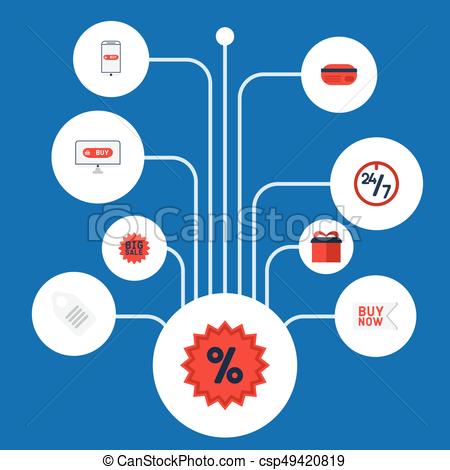 450x470 Flat Icons Label, Big Sale, Purchase And Other Vector Elements