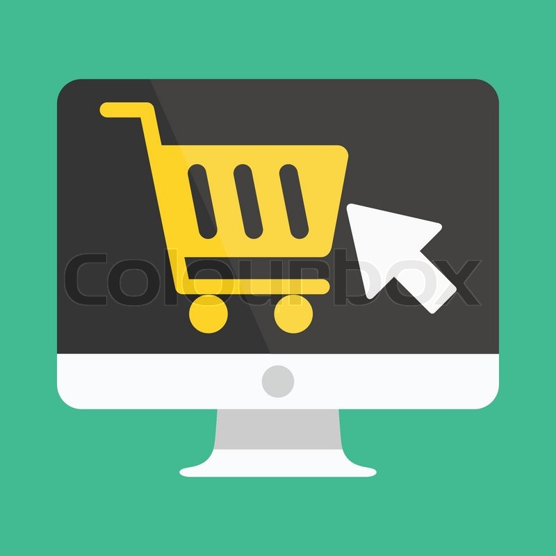 800x800 Vector Computer Display Buy Online Icon Ecommerce Concept Stock