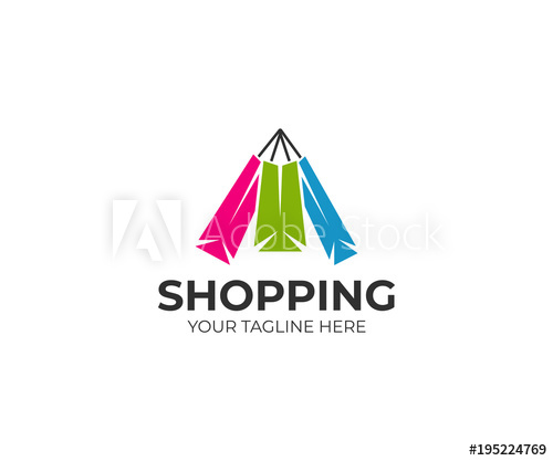 500x417 Colorful Paper Shopping Bags Logo Template. Purchase Vector Design