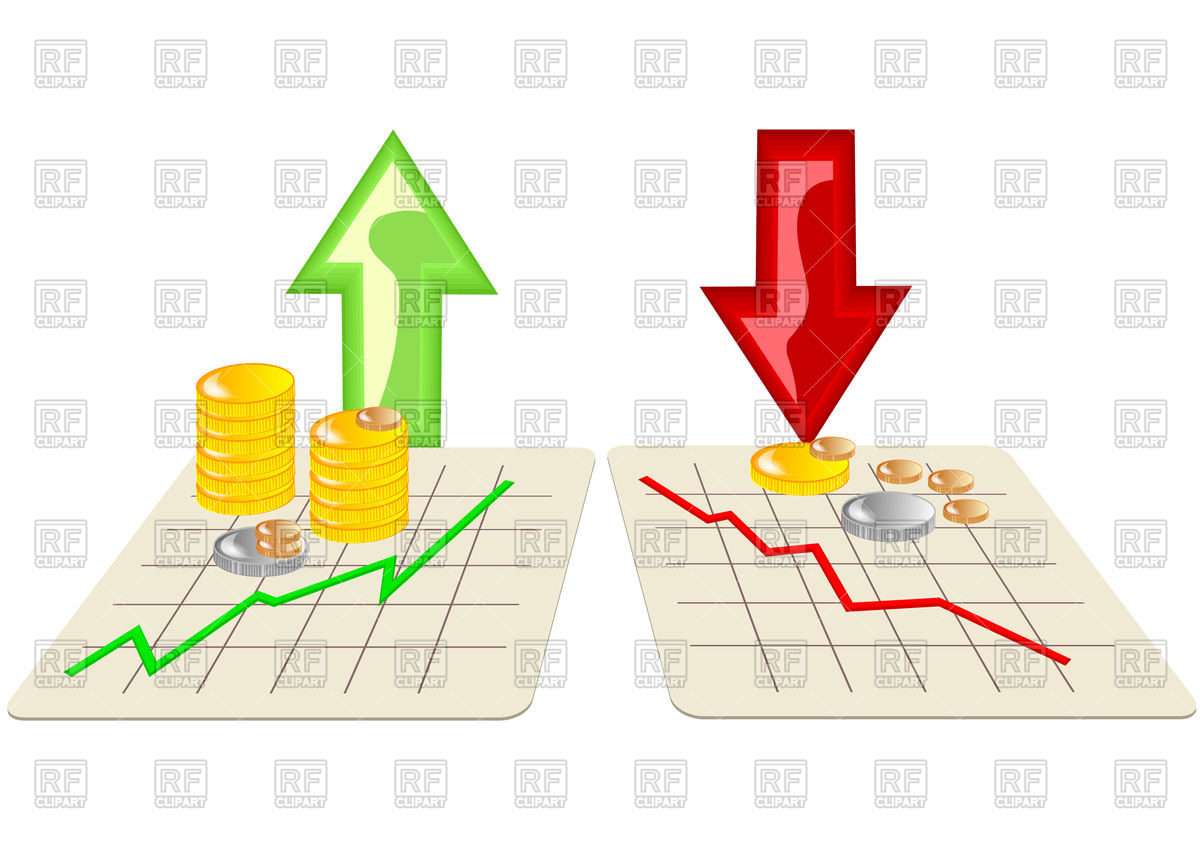 1200x855 Stock Market Graph Icons With Arrows Vector Image Vector Artwork