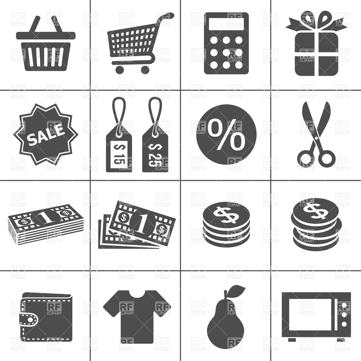 1200x1200 Shopping, Sale And Purchase Icons Vector Image Vector Artwork Of