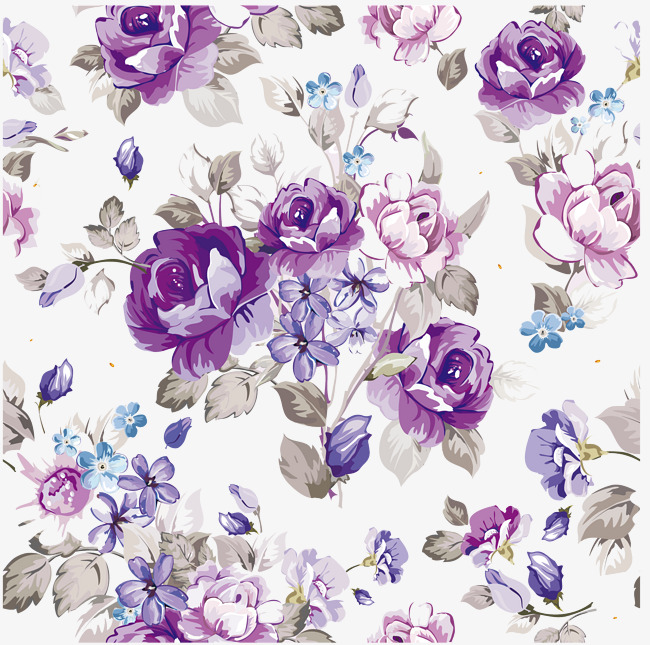 650x645 Purple Watercolor Flowers Vector Material, Hand Painted, Creative