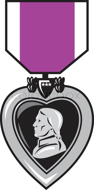 394x800 Military Medal Of Bravery Valor Purple Heart Stock Vector