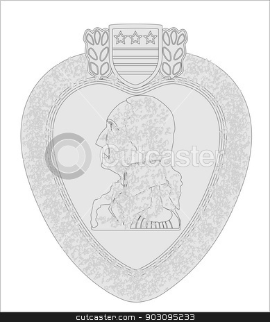 389x464 Purple Heart Medal Outline Stock Vector