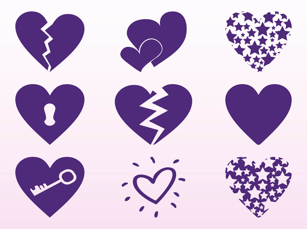 1024x765 Purple Hearts Set Vector Art Amp Graphics