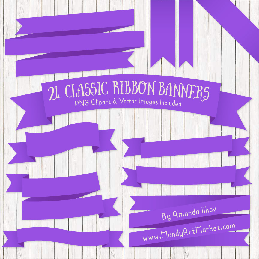 864x864 Purple Ribbon Banner Clipart