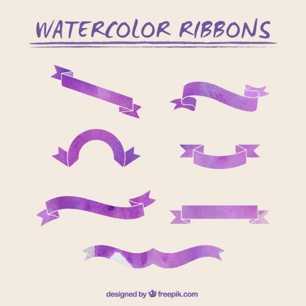 626x626 Purple Watercolor Ribbons Vector Free Download