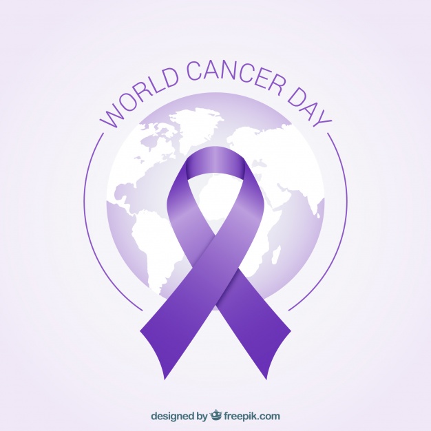 626x626 World Cancer Day Background With Purple Ribbon Vector Free Download