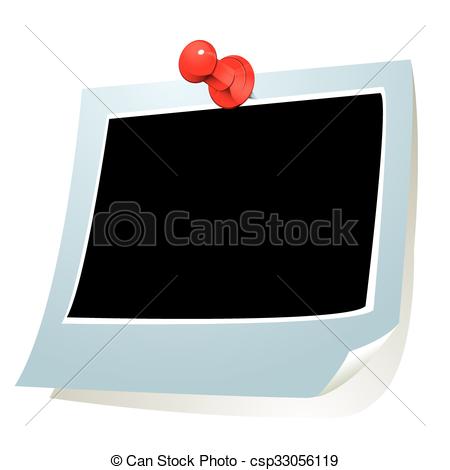 450x470 Photo Frame With Push Pin. Vector Illustration Of Photo Paper With