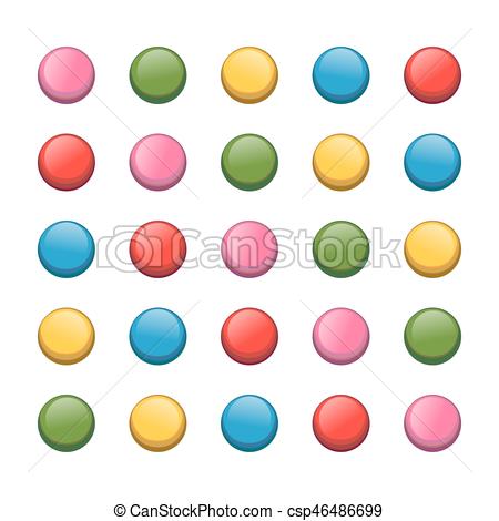 450x470 Colored Push Pin Isolated On White Background. Vector Illustration.