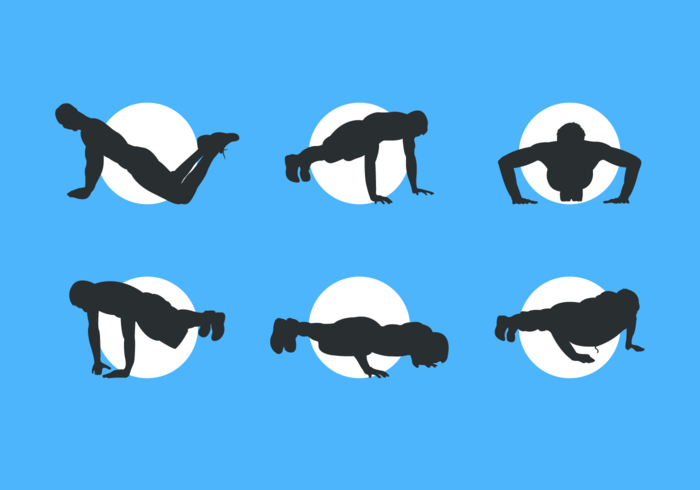 700x490 Man Silhouettes Doing Pushup Free Vector Pack