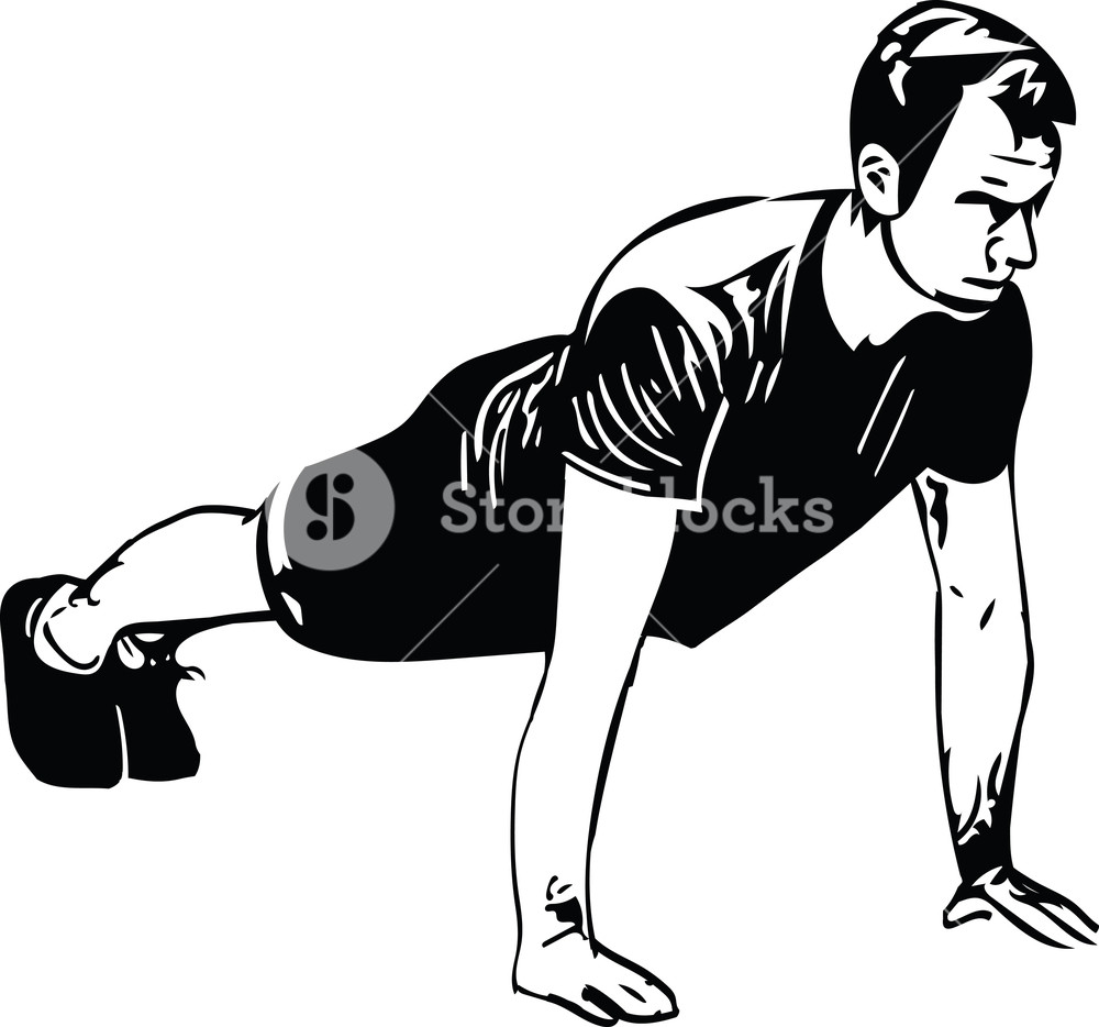 1000x934 Active Young Man Doing Push Ups In Gym Vector Illustration Royalty