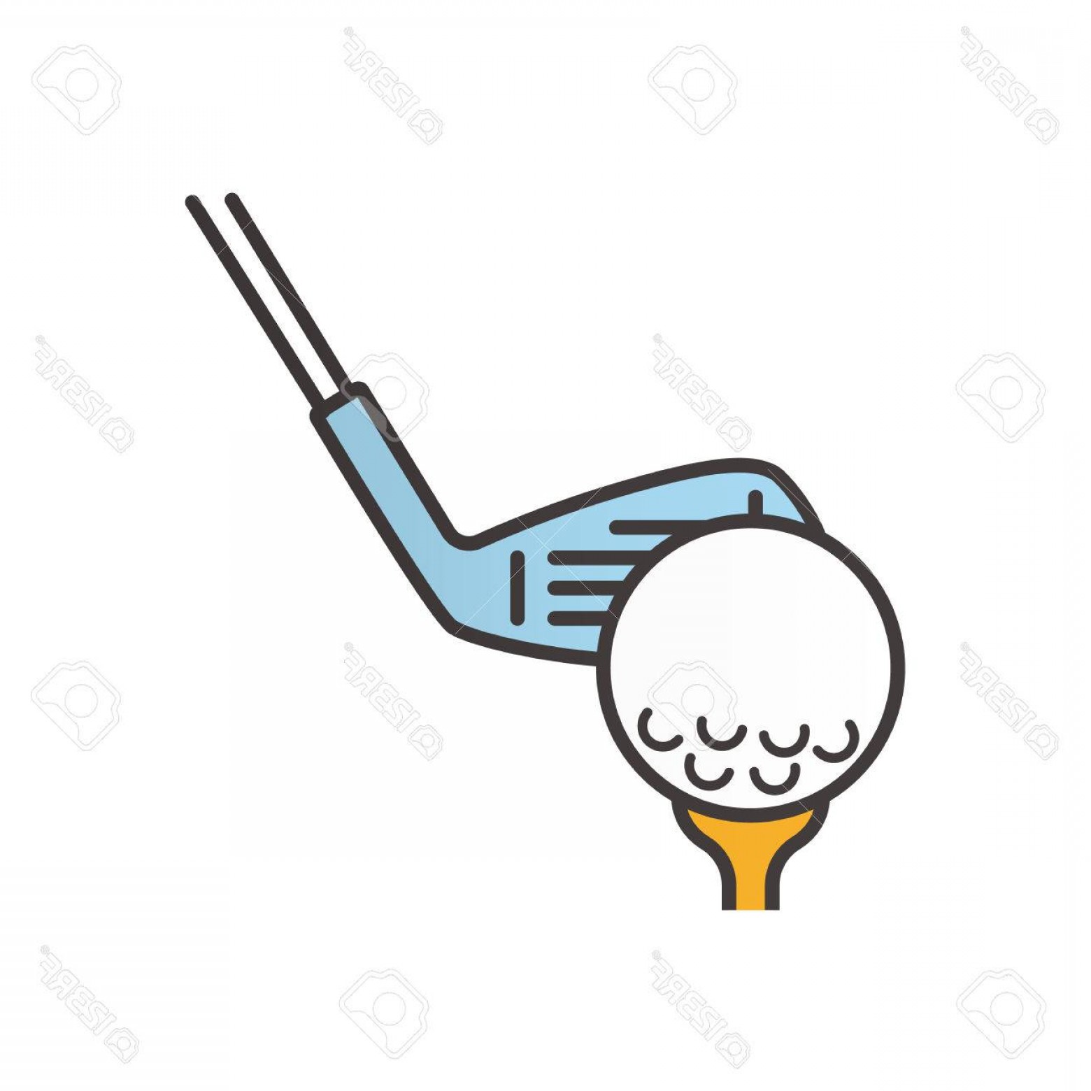 1560x1560 Photostock Vector Golf Ball On Tee With Club Color Icon Putter