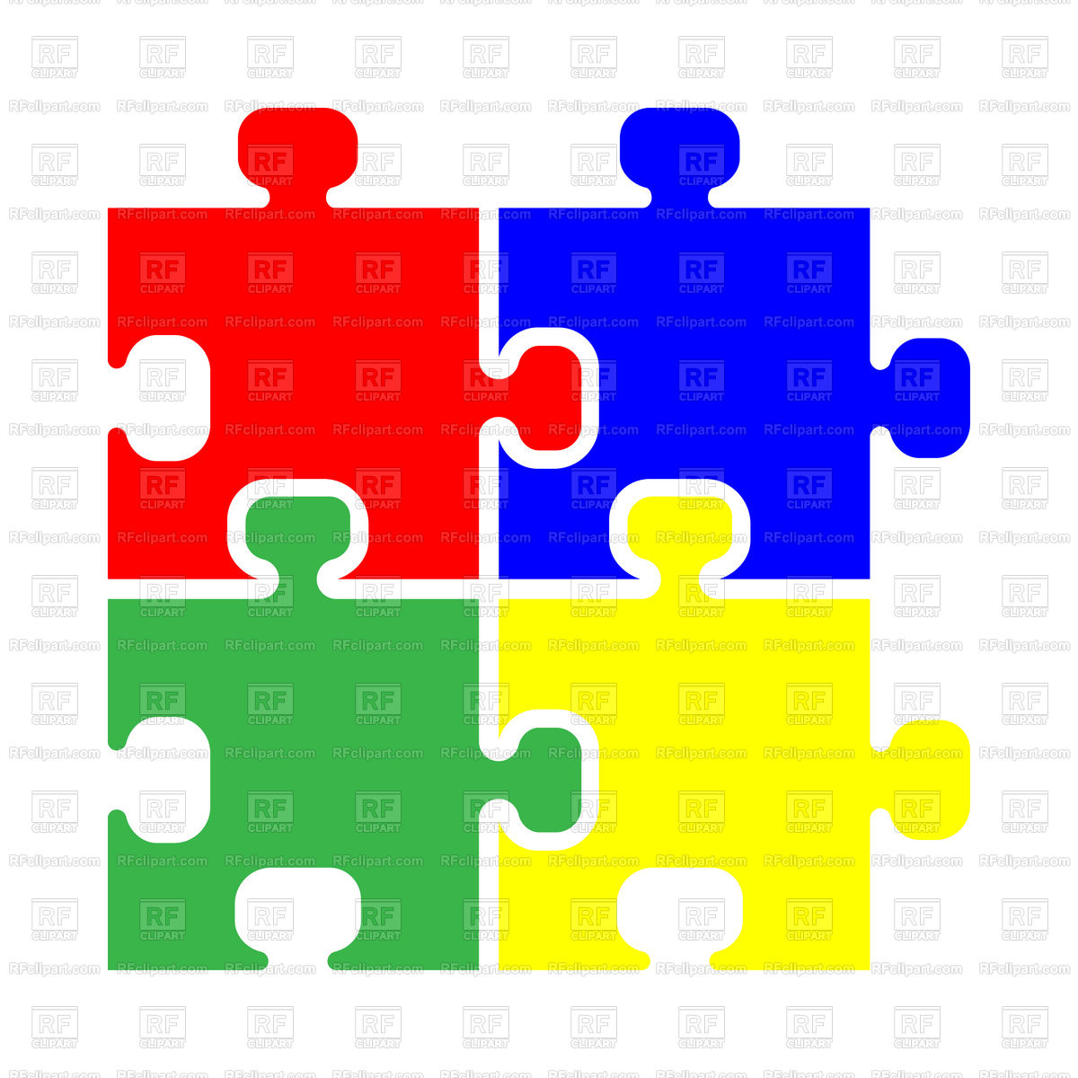1200x1200 Puzzle Icon Red Blue Green Yellow Color Vector Image Vector