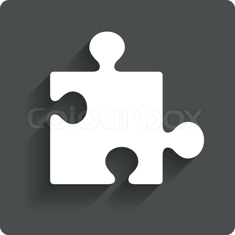 800x800 Puzzle Piece Sign Icon. Strategy Symbol. Gray Flat Button With