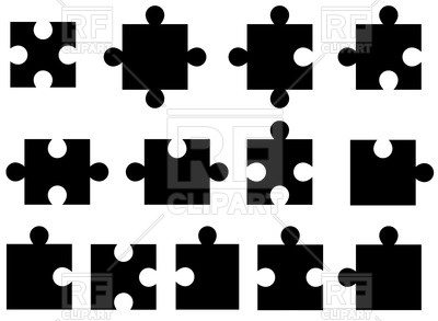400x293 Set Of Puzzle Pieces Silhouettes Vector Image Vector Artwork Of