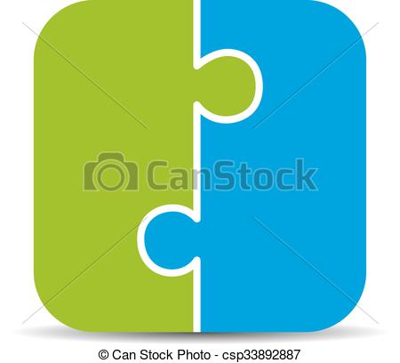 450x408 Two Piece Puzzle Diagram Isolated On White Background.