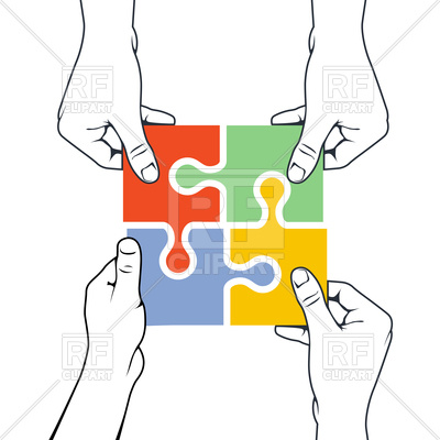 400x400 Four Hands Joining Puzzle Piece Vector Image Vector Artwork Of
