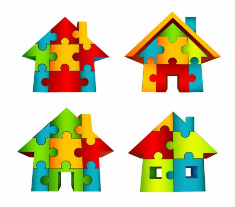 468x413 3d House Puzzle Vectors Stock In Format For Free Download 1.08mb