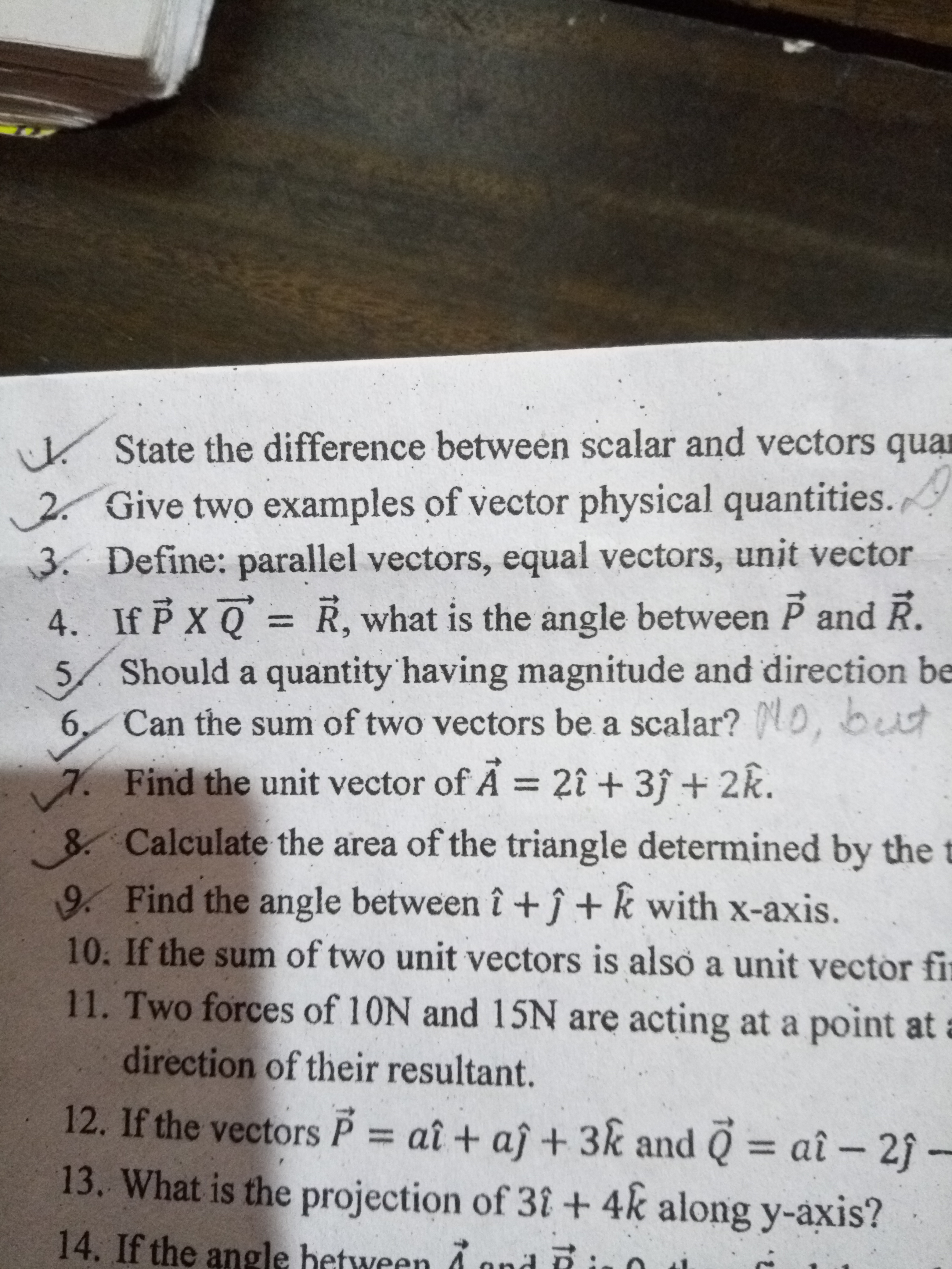 3120x4160 Q. No. 4 Pvector Q Vector= R Vector, Angle Between P Vector