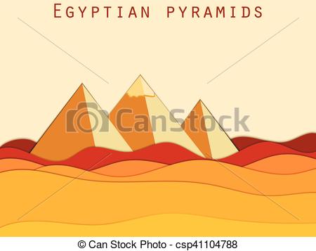 450x357 Landscape With The Egyptian Pyramids. Paper Desert. Vector