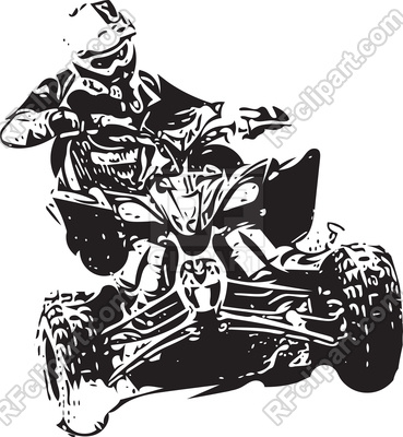 369x400 Quad Bike Black Sketch Illustration On White Background Vector