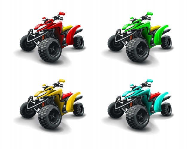 626x500 Four Quad Bikes In Different Colours. Vector Premium Download