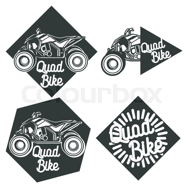 800x800 Hand Drawn Vintage Quad Bike Emblems, Logos And Badges. Stock