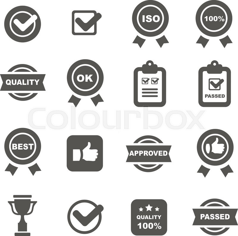 800x793 Quality Control Icons Black Set, Mono Vector Symbols Stock