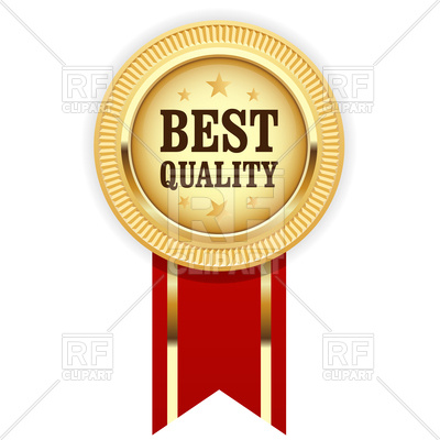 400x400 Golden Medal Best Quality With Red Ribbon Vector Image Vector