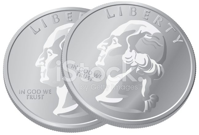 649x440 Two Us Quarter Coins Stock Vector