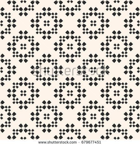 450x470 Vector Monochrome Seamless Pattern, Floral Geometric Background