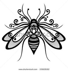 236x246 Vector Beautiful Bee, Exotic Insect. Patterned Design, Tattoo By